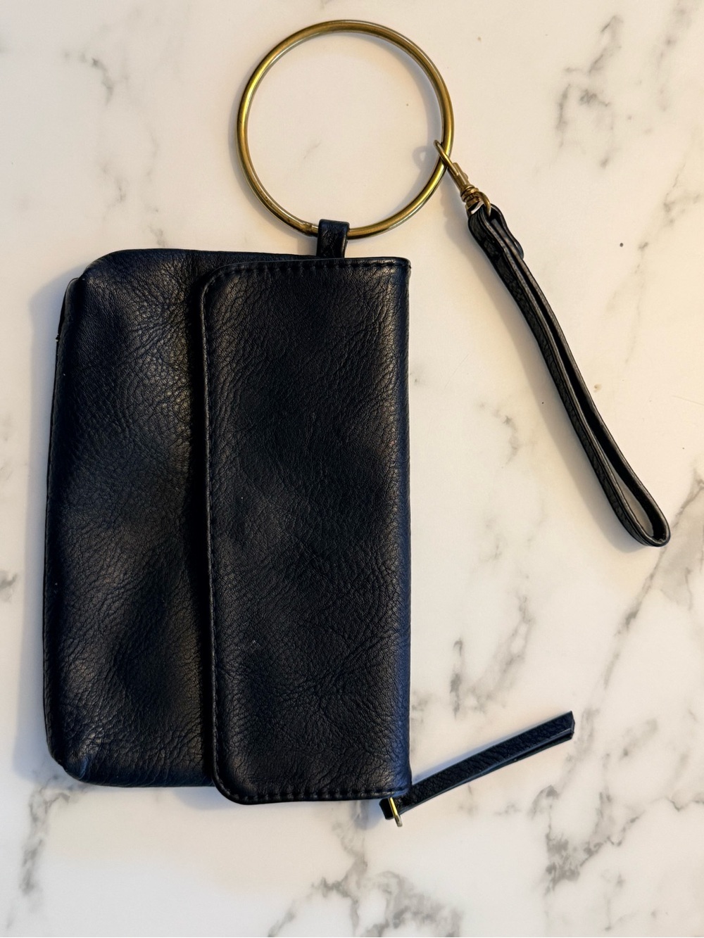 Universal Thread Black Wristlet Clutch with Gold Ring